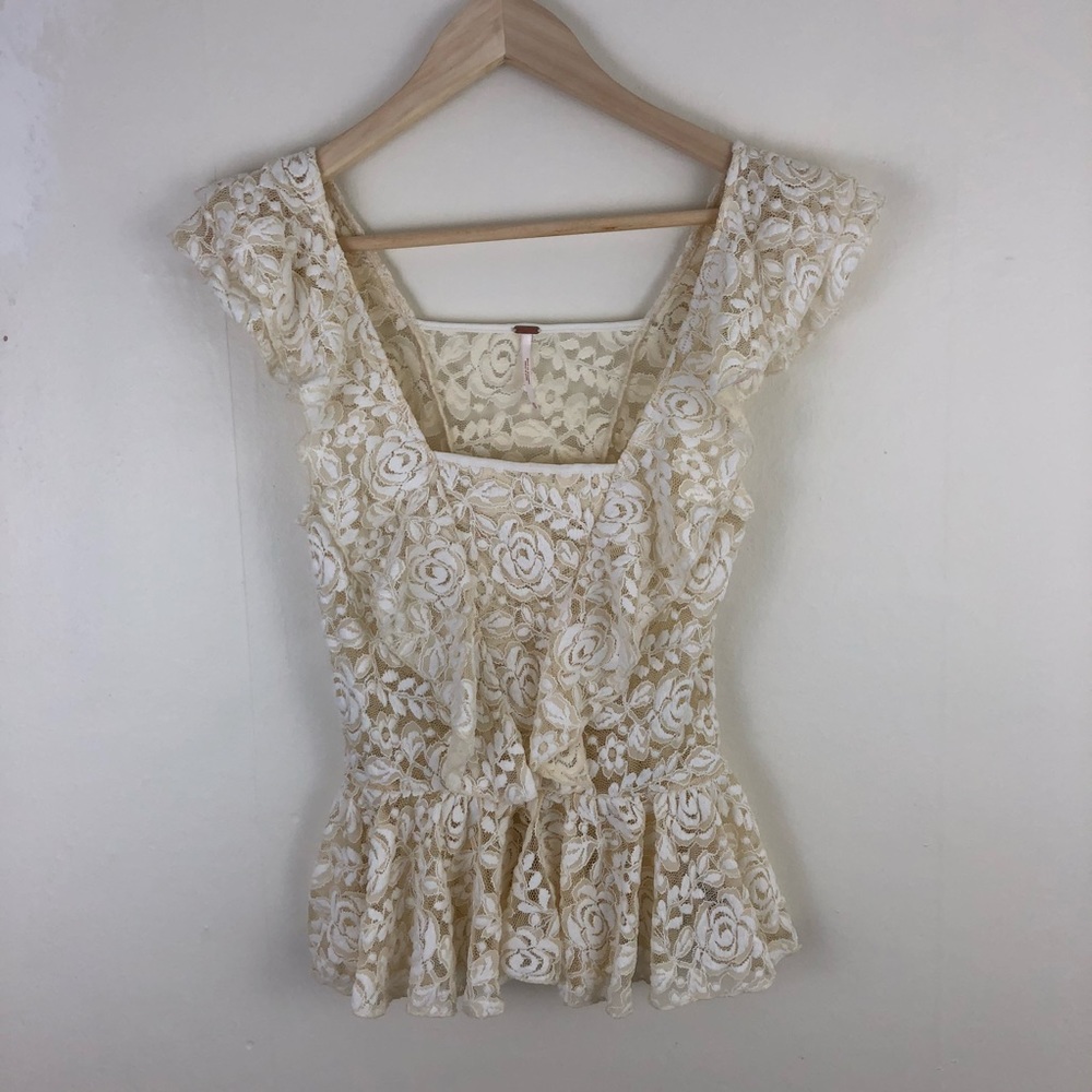 Free People Ivory Lace Top Size XS